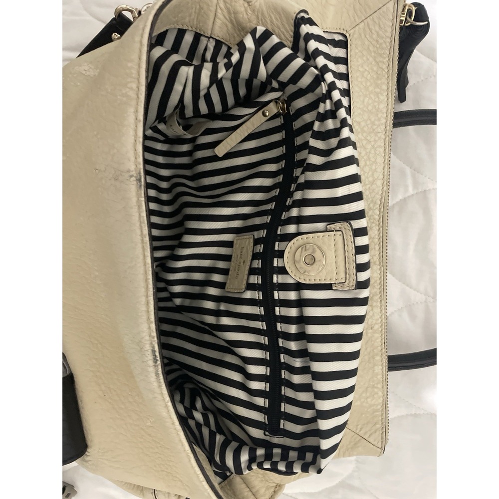 Kate Spade Southport Avenue Carmen Convertible Satchel Cream Black Leather Bag - Picture 11 of 12